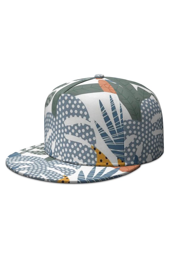 Ink Style Baseball Cap – Sketch Print Flat Brim Hat, Trendy & Adjustable