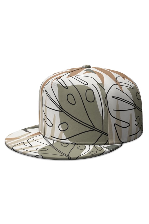Ink Style Baseball Cap – Sketch Print Flat Brim Hat, Trendy & Adjustable