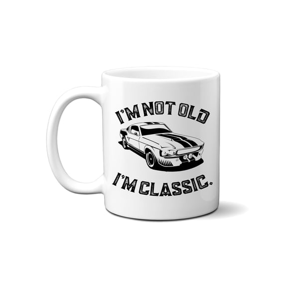 Ink Trendz I'm Not Old, I'm Classic - Funny Automotive Coffee Mug with Mustang Fastback - Gift for Car Enthusiasts, Old Guy Humor Mug