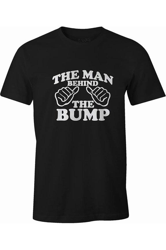 The Man Behind The Bump Pregnancy Announcement Premium Cotton T-Shirt (Black, Large)