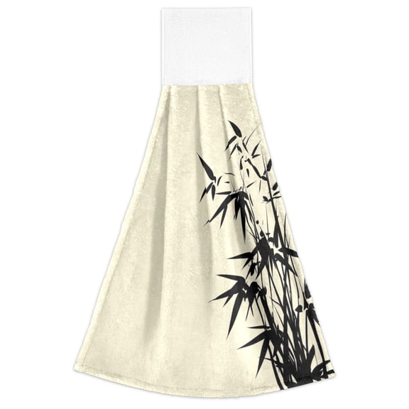 Ink Wash Painting 2 Pack 14''x18'' Hand Towels Soft Coral Fleece Quick Dry Hook and Loop for Kitchen Bathroom