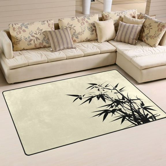Ink Wash Painting Soft Polyester Area Rug 31''x20'', Non Slip, Memory Foam, Water Absorbent