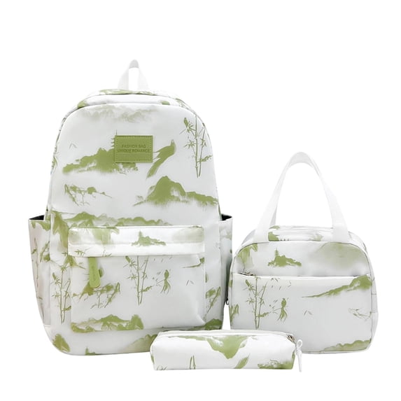 Ink Wash Pattern Schoolbag for Female College Students Travel Backpack Lightweight Double Shoulder