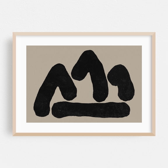 Ink Work 012 - Painting Abstract Minimalist Black and White Geometric Modern Art Art Deco Pattern Oak Framed Wall Art Print 5 x 7 inches