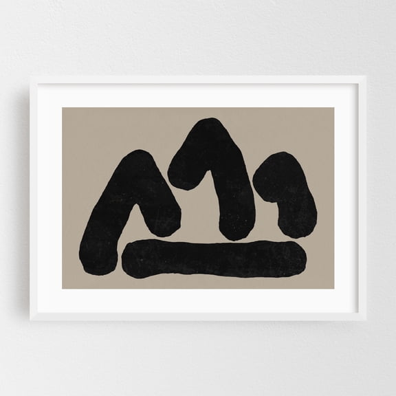 Ink Work 012 - Painting Abstract Minimalist Black and White Geometric Modern Art Art Deco Pattern White Framed Wall Art Print 5 x 7 inches