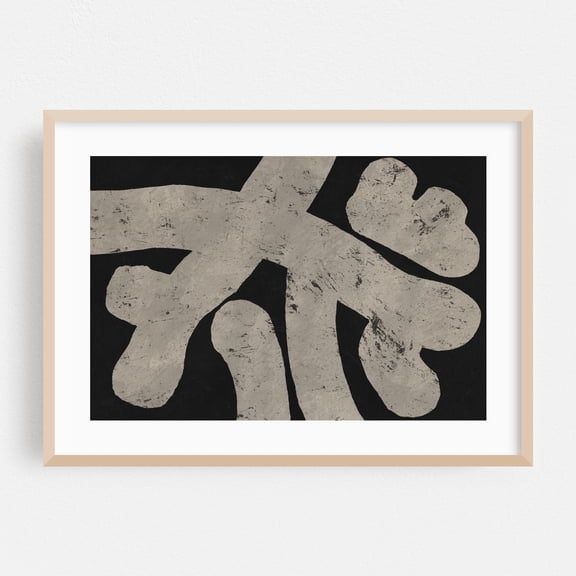 Ink Work 015 - Painting Abstract Black and White Minimalist Modern Art Geometric Pattern Art Deco Oak Framed Wall Art Print 5 x 7 inches