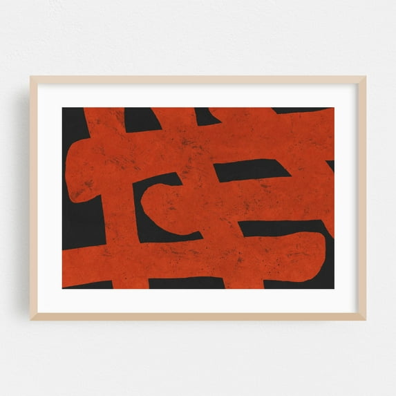 Ink Work 018 - Painting Abstract Geometric Modern Art Pattern Minimalist Art Deco Psychedelic Oak Framed Wall Art Print 24 x 36 inches