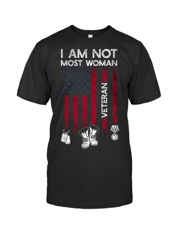 Ink and Soul I Am Not Most Women Distressed American Flag Female Veteran Graphic T Shirt