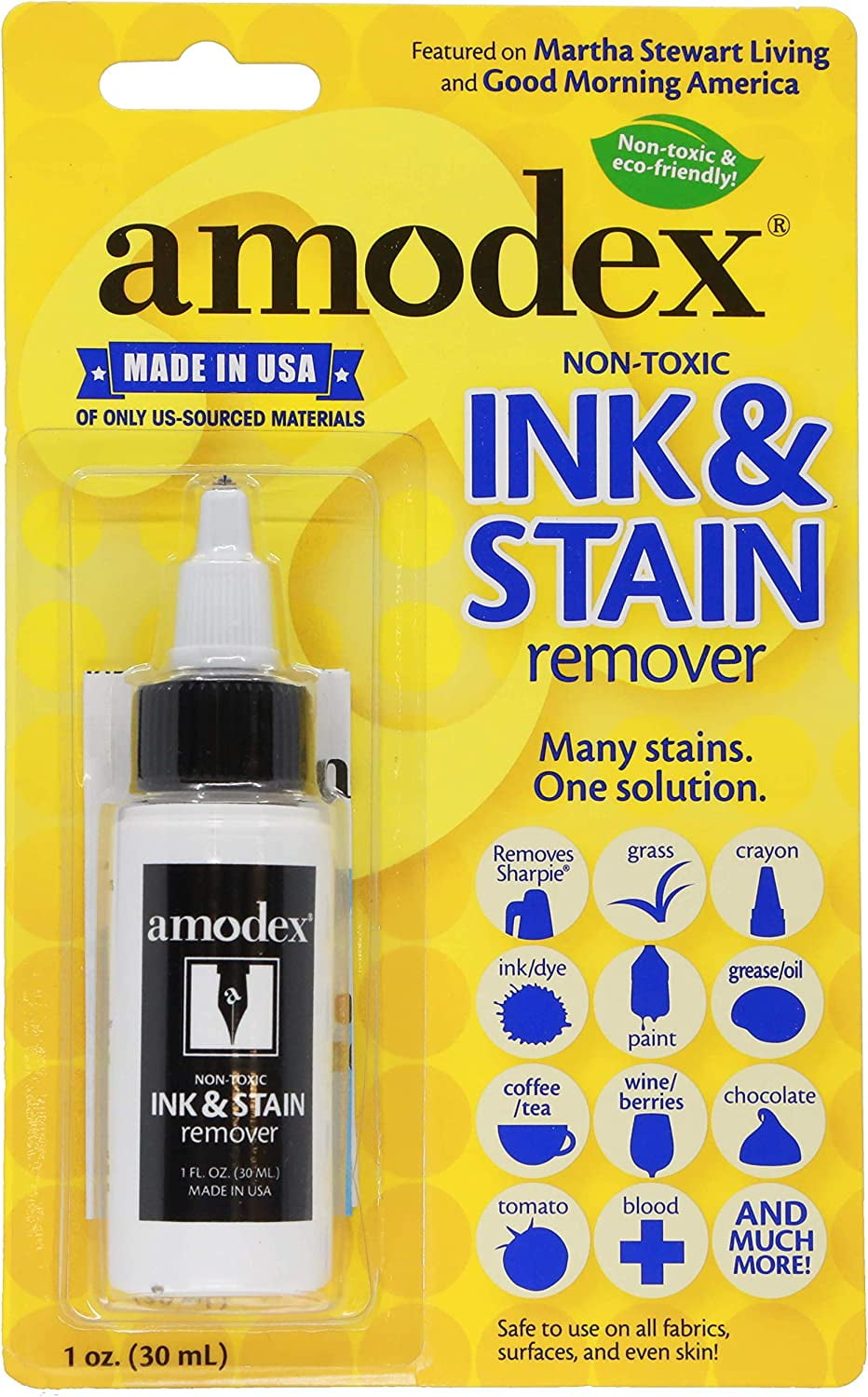 Amodex Top-Rated 4-Fl Oz Ink and Stain Remover | Safe for All Fabrics |  Instant or Pre-Treat | Removes Sharpie, Food, Grease, Grass, and More 