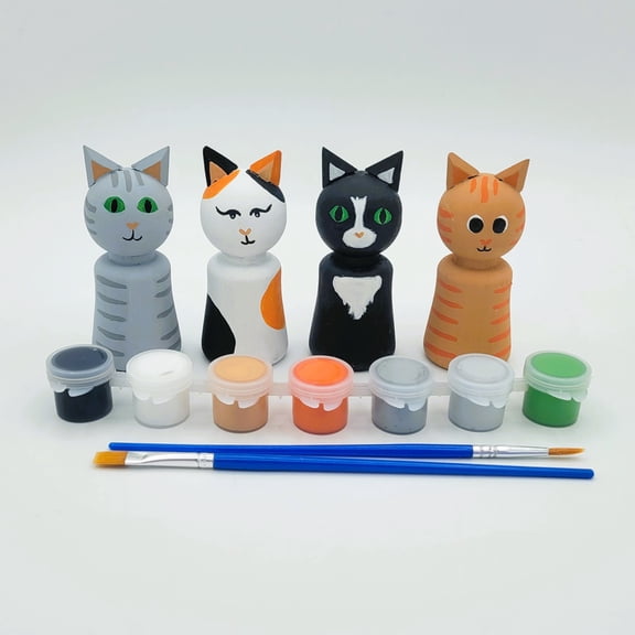 Ink and Trinket Kids DIY Cat Peg Doll Craft Painting Kit