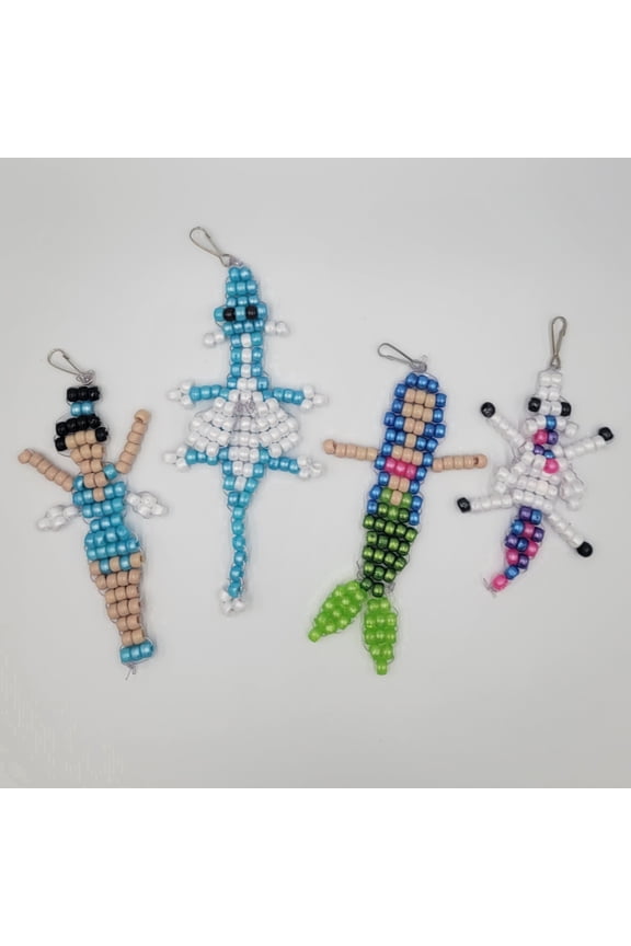 Ink and Trinket Kit Fantasy Bead Pet Craft Kit, Makes 5 Pony Bead Animal Keychains