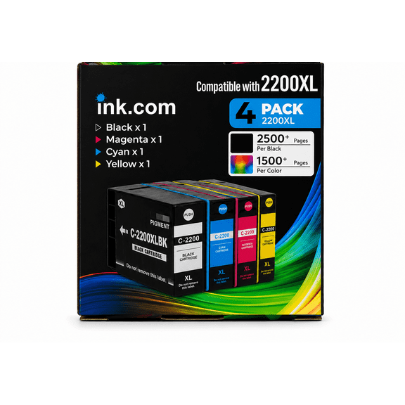 Ink .com 2200XL PGI-2200XL Compatible Ink Cartridges 4 Pack High Yield for Canon MAXIFY iB4020 MB5020 MB5320