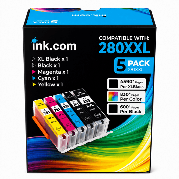 Ink .com Compatible Canon 280XXL 281XXL Ink Cartridges, 5 Pack, High Yield for PIXMA TR & TS Series Printers