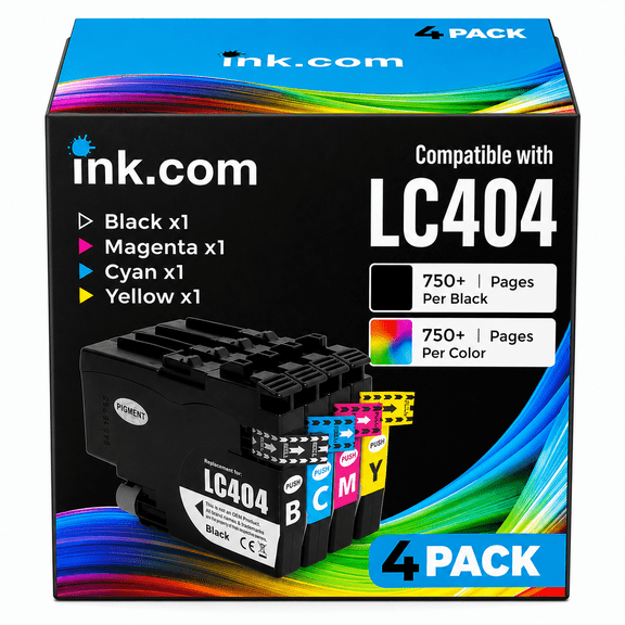 Ink .com LC404 Ink Cartridge 4 Pack High Yield Compatible with Brother for MFC-J1205W MFC-J1215W Printers