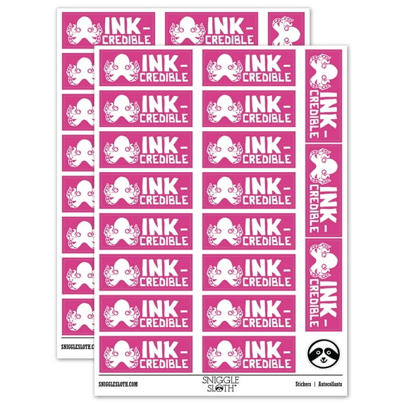 Ink-credible Incredible Octopus Teacher Student School Sticker Set - Hot Pink - Matte Finish - 2.00" Large