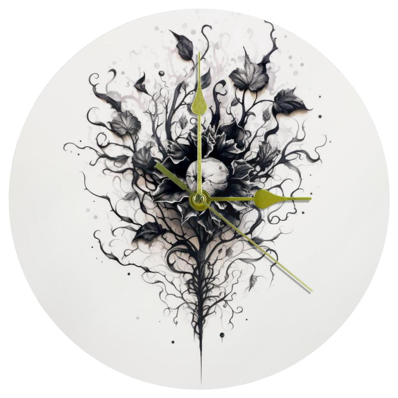 Ink plants Acrylic Circular Wall Clock - Stylish Timepiece for ...
