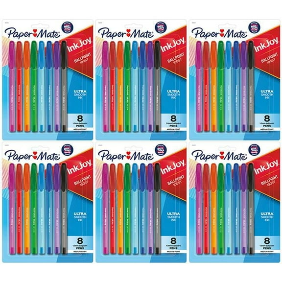 InkJoy 100ST Ballpoint Pens, Medium Point, Assorted Ink, 8 Per Pack, 6 Packs