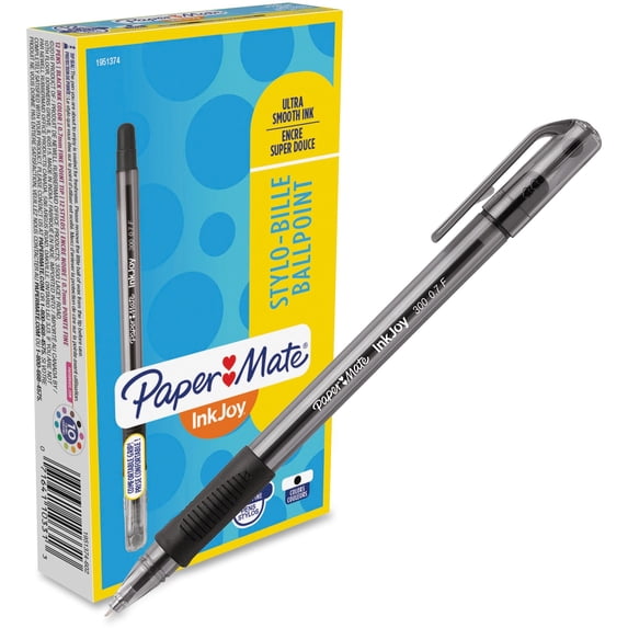 Paper Mate InkJoy 300 Ballpoint Stick Pen, Black, Fine, Dozen -PAP1951374