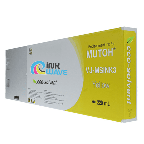 InkWave Compatible Replacement Ink Cartridge for Mutoh VJ-MSINK3 220 mL - 440 mL - Yellow