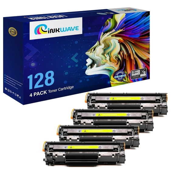 InkWave Compatible Toner Cartridge Replacement for Canon 128 / 3500B001AA (Black,4 Pack)