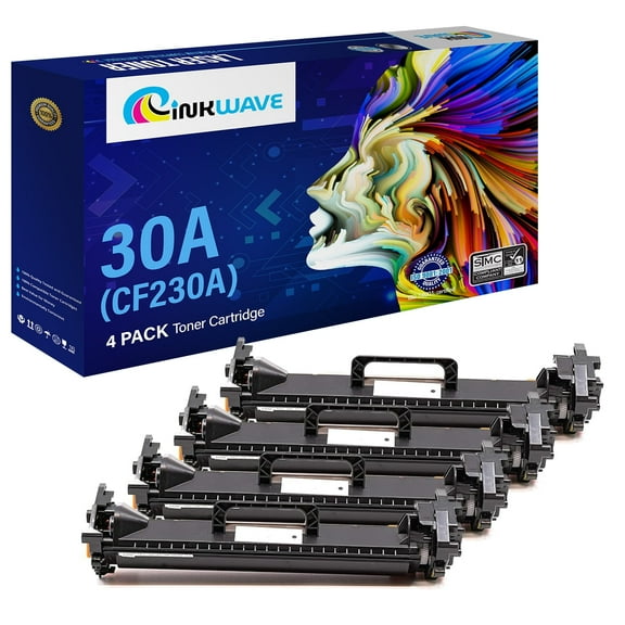 InkWave Compatible Toner Cartridge Replacement for HP 30A / CF230A (Black,4 Pack)