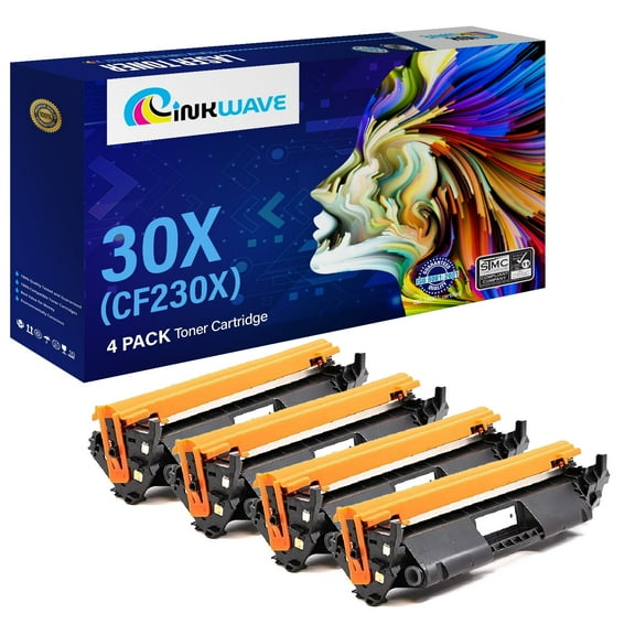 InkWave Compatible Toner Cartridge Replacement for HP 30X / CF230X (Black,4 Pack)