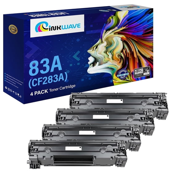 InkWave Compatible Toner Cartridge Replacement for HP 83A / CF283A (Black,4 Pack)