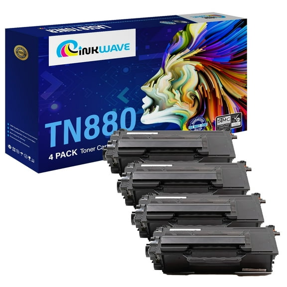 InkWave High Yield Compatible Toner Cartridge Replacement for Brother TN880 (Black, 4 Pack)