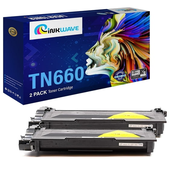 InkWave TN660 Jumbo High-Yield Toner Replacement (Black,2 Pack)