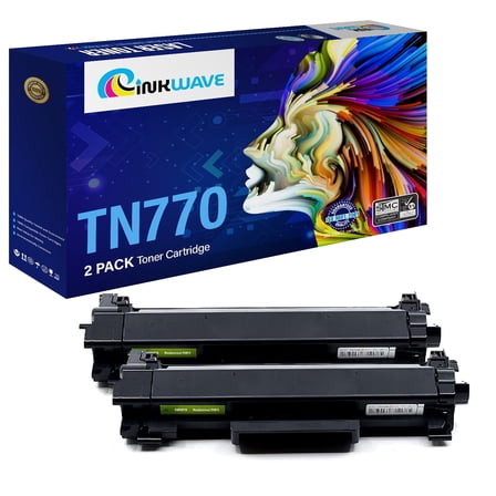 InkWave TN770 Toner Replacement Printer Cartridge for Brother, Black - 2 Pack