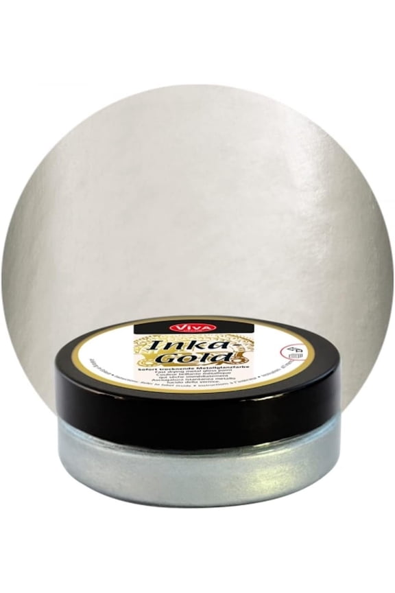Inka Gold 2.3 oz (Silver) - Easily Applicable, Wax-Based Metallic Polishing Paste. Quick-Drying Metal Shine, High Gloss Effects for DIY. Viva Decor