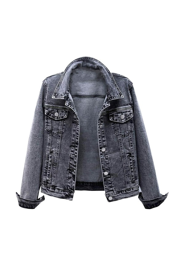 Fashion Women Plus Velvet Long-Sleeve Slim-Fit Jacket Denim Blouse Coat