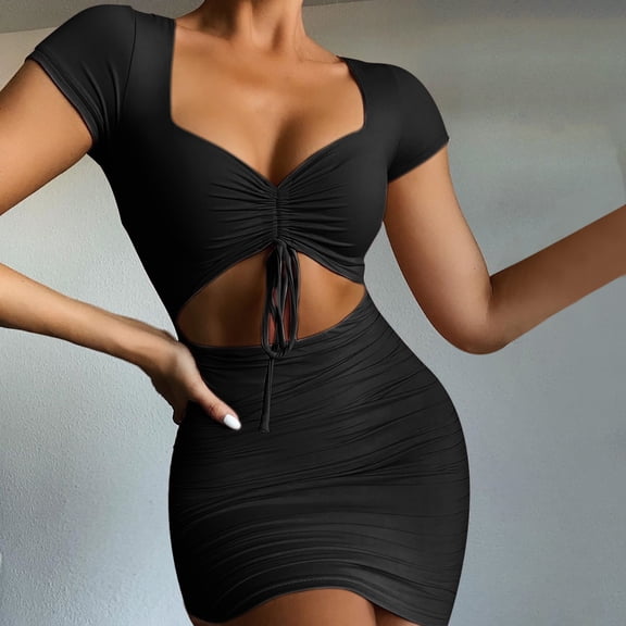 Inkach Fashion Women Soild Asymmetrical Sexy Tank Dress Short Basic Midi Club Dress