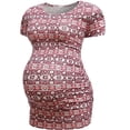 thumbnail image 1 of Inkach Maternity Stripe Lattice Print O-Neck Short Sleeve Casual T-Shirt Pregnant Tops 3XL, 1 of 3