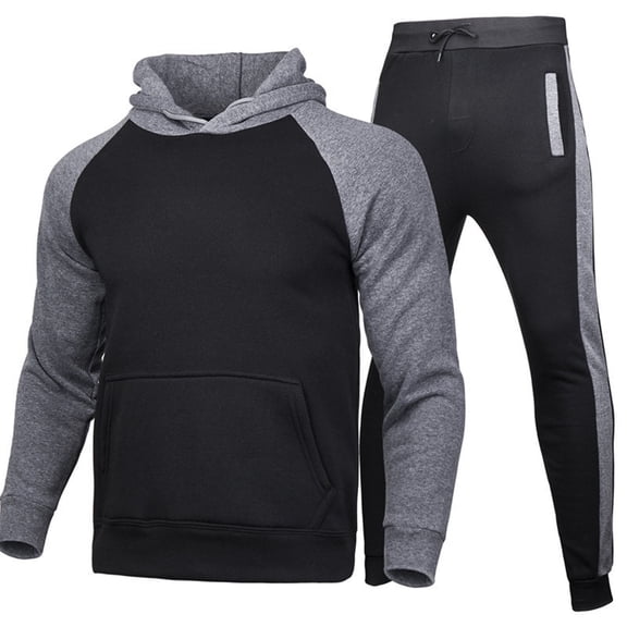 Inkach Men Long Sleeve Jogging Sports Suit Casual Comfortable Pockets Plus Velve Hoodie