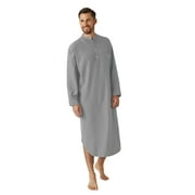 Inkach Men'S Long-Sleeve Button-Down Solid Color Print-Shirt Stylish Nightgown