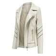 thumbnail image 1 of Inkach New Women'S Slim Leather Stand-Up Collar Zipper Stitching Solid Color Jacket S, 1 of 4