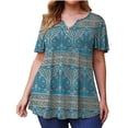 thumbnail image 1 of Inkach Plus Size Women Clothing Print T-Shirt Button Short Sleeve V-Neck Tops, 1 of 3