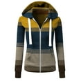 thumbnail image 1 of Inkach Women Casual Hooded Pockets Stripe Zipper Long Sleeve Tops Sweatshirt Coat, 1 of 1