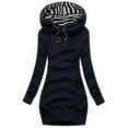 thumbnail image 1 of Inkach Women Fashion Solid Sweatshirt Pocket Stripe Turtleneck Hooded Long Sleeve Top, 1 of 3