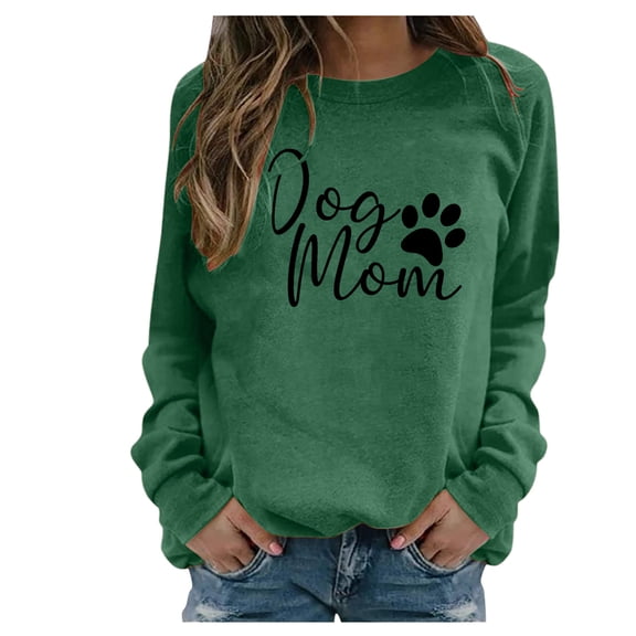 Inkach Women Long Sleeve Dog Paw Print O-Neck Tops Shirt Blouse Pullover