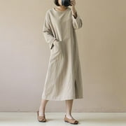 Inkach Women'S Literary Retro Long-Sleeved Japanese Mori Plus Size Long-Sleeved Dress