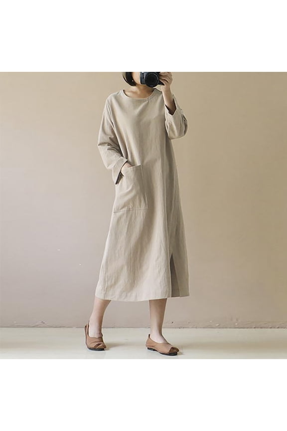 Women'S Literary Retro Long-Sleeved Japanese Mori Plus Size Long-Sleeved Dress