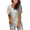 thumbnail image 1 of Inkach Women'S Summer Casual Boho Map Print Short Sleeve Loose T-Shirt Blouse Top, 1 of 6