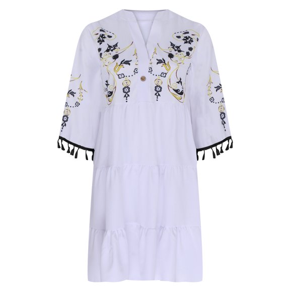 Inkach Womens Fashion Summer Floral Casual Loose Print Color Tank Top Skirt Dress