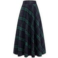 thumbnail image 1 of Inkach Womens High Elastic Waist Maxi A-Line Plaid Winter Warm Flare Long Ankle Skirt, 1 of 2
