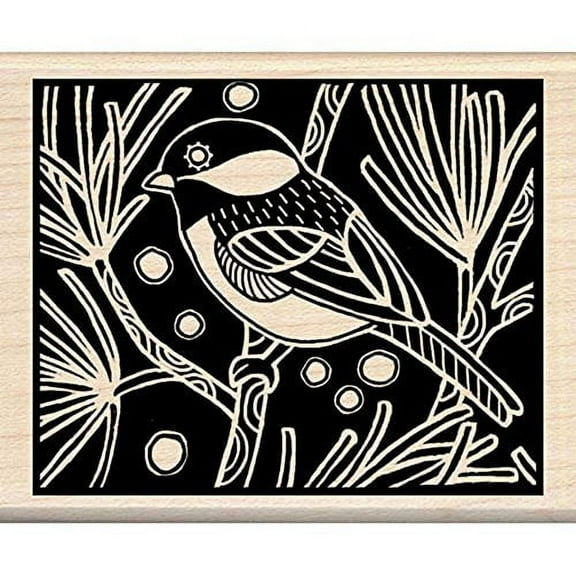 Inkadinkado Chickadee Woodcut Wood Stamp
