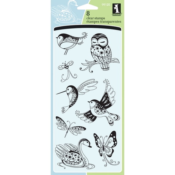 Inkadinkado Clear Stamps 4"X8"-Patterned Birds & Bugs
