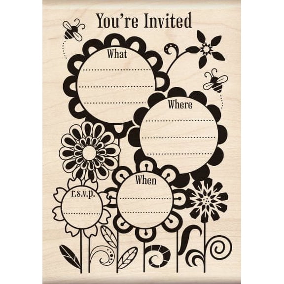 Inkadinkado Fanciful Flower invite Wood Stamp