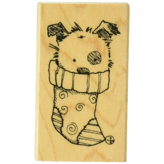 Inkadinkado Mounted Rubber Stamp 1.5"x2.5"-christmas Puppy